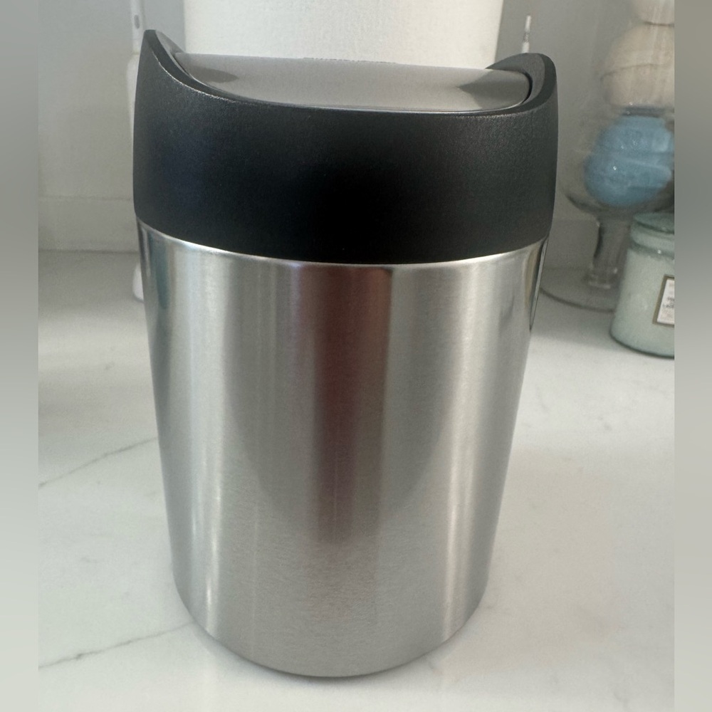 simplehuman Black and Silver Countertop Trash Can